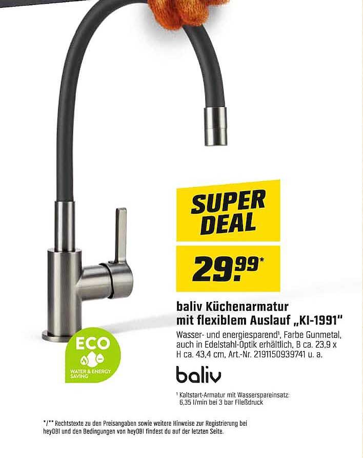 baliv Küchenarmatur mit flexiblem Auslauf „KI-1991“