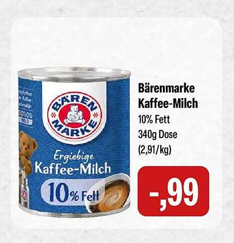 Bärenmarke Kaffee-Milch 10% Fett 340g Dose (2,91/kg)