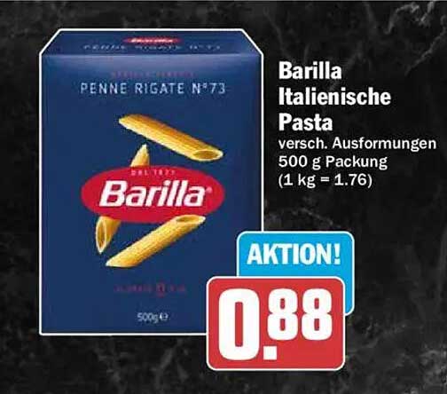 Barilla Italienische Pasta versch. Ausformungen 500 g Packung (1 kg = 1.76)