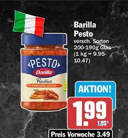 Barilla Pesto versch. Sorten 200-190g Glas (1 kg = 9.95-10.47)