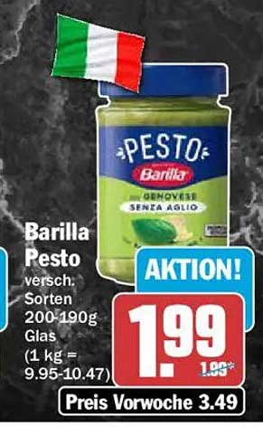 Barilla Pesto versch. Sorten 200-190g Glas (1 kg = 9.95-10.47)