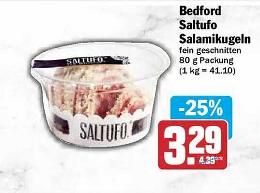 Bedford Saltufo Salamikugeln fein geschnitten 80 g Packung