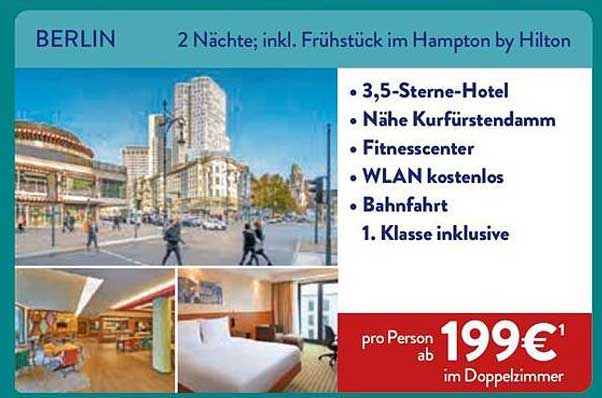 BERLIN 2 Nächte; inkl. Frühstück im Hampton by Hilton