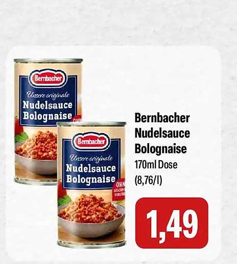 Bernbacher Nudelsauce Bolognise 170ml Dose (8,76/l)
