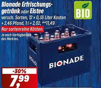 Bionade Erfrischungsgetränk oder Eistee