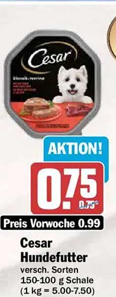 Cesar Hundefutter versch. Sorten 150-100 g Schale (1 kg = 5.00-7.50)