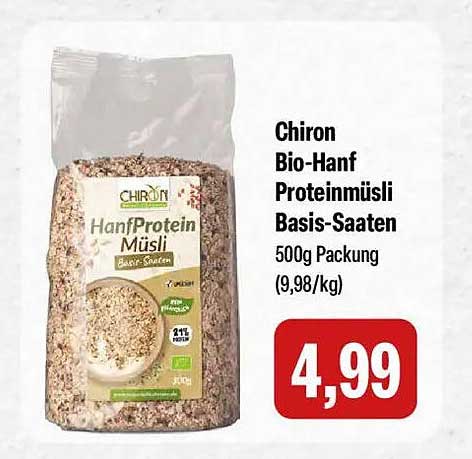 Chiron Bio-Hanf Proteinmüsli Basis-Saaten 500g Packung (9,98/kg)