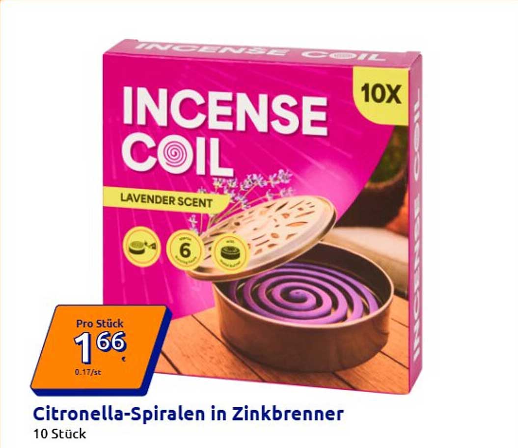 Citronella-Spiralen in Zinkbrenner 10 Stück
