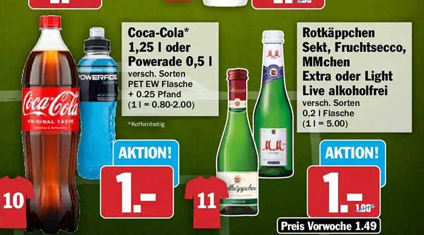 Coca-Cola* 1,25 l oder Powerade 0,5 l
