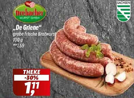 „De Griene“ große frische Bratwurst 100 g