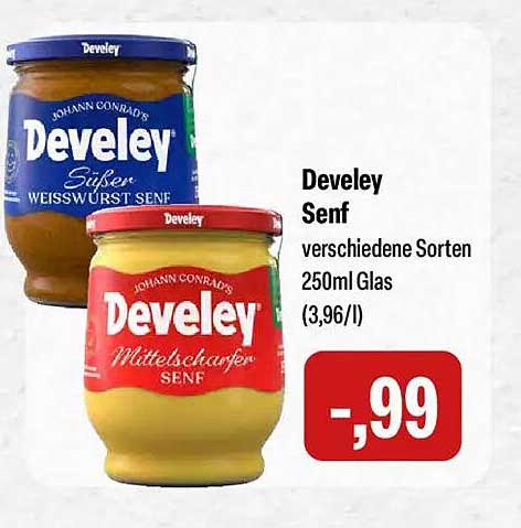 Develey Senf verschiedene Sorten 250ml Glas (3,96/l)