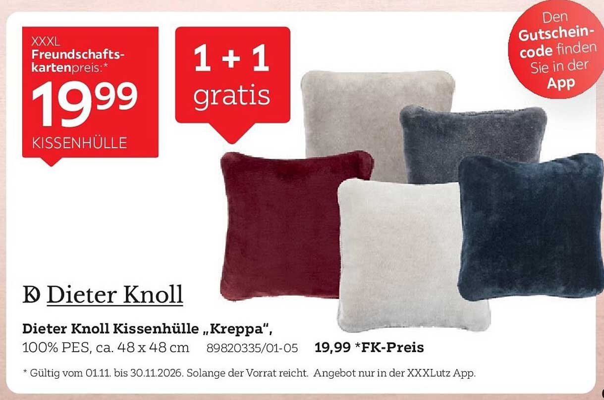 Dieter Knoll Kissenhülle „Kreppa“, 100% PES, ca. 48 x 48 cm