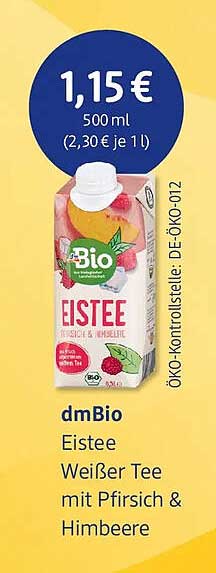 dmBio Eistee Weißer Tee mit Pfirsich & Himbeere