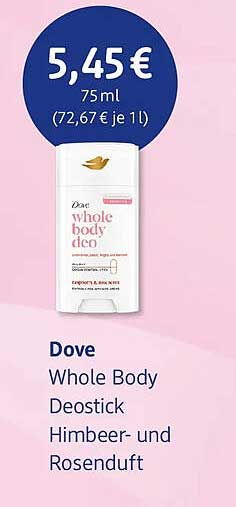 Dove Whole Body Deostick Himbeer- und Rosenduft