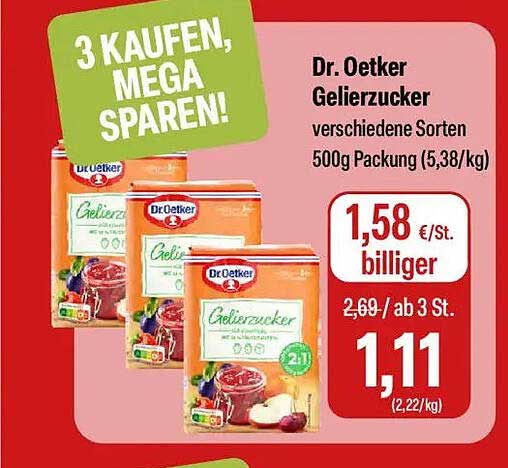Dr. Oetker Gelierzucker verschiedene Sorten 500g Packung (5,38/kg)