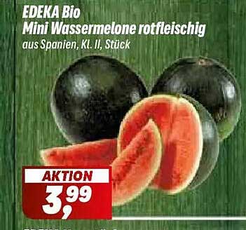 EDEKA Bio Mini Wassermelone rotfleischig aus Spanien, Kl. II, Stück