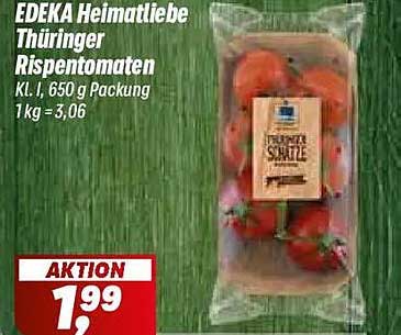 EDEKA Heimatliebe Thüringer Rispentomaten Kl. I, 650 g Packung 1 kg = 3,06