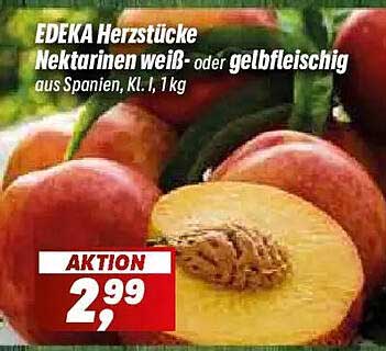 EDEKA Herzstücke Nektarinen weiß- oder gelbfleischig aus Spanien, Kl. I, 1 kg