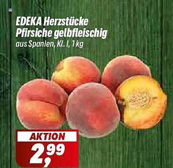 EDEKA Herzstücke Pfirsiche gelbfleischig aus Spanien, Kl. I, 1 kg
