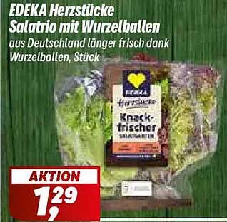 EDEKA Herzstücke Salatrio mit Wurzelballen aus Deutschland länger frisch dank Wurzelballen, Stück