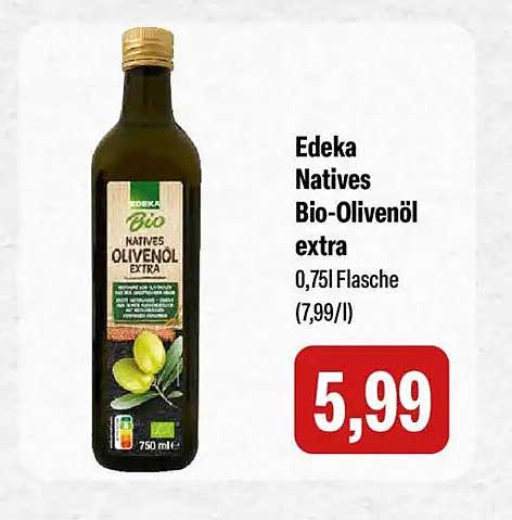 Edeka Natives Bio-Olivenöl extra 0,75l Flasche (7,99/l)