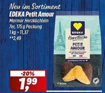 EDEKA Petit Amour Marmor Herzküchlein 7er, 175 g Packung 1 kg = 11,37