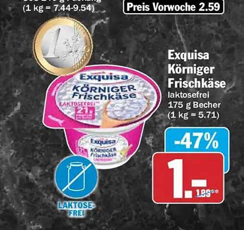 Exquisa Körniger Frischkäse laktosefrei 175 g Becher