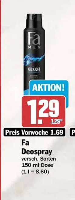 Fa Deospray versch. Sorten 150 ml Dose (1 l = 8.60)