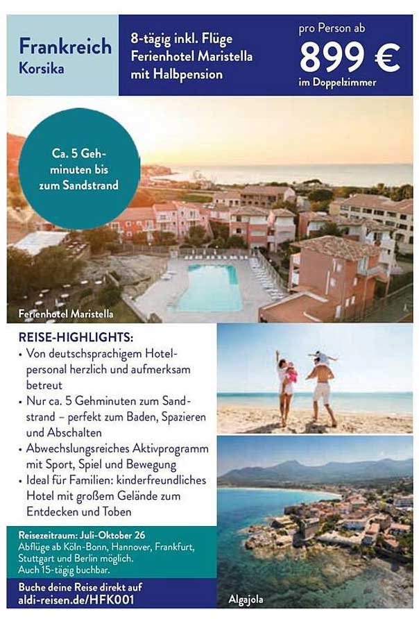 Frankreich Korsika 8-tägig inkl. Flüge Ferienhotel Maristella mit Halbpension