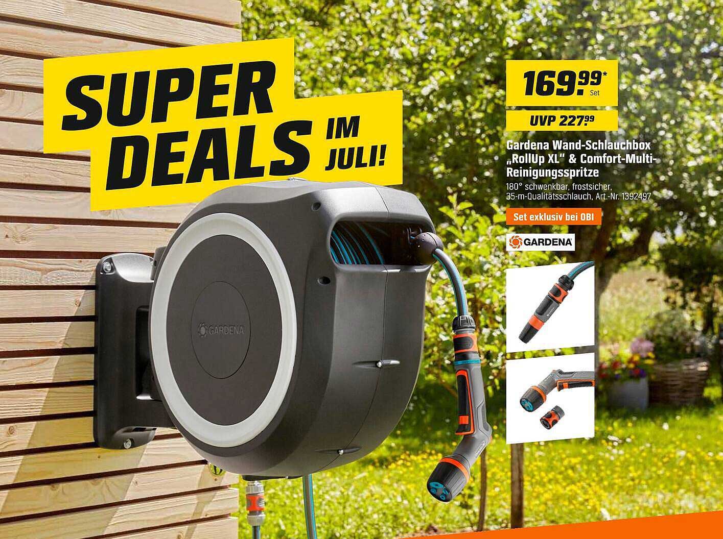 Gardena Wand-Schlauchbox „RollUp XL“ & Comfort-Multi-Reinigungsspritze