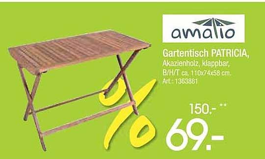 Gartentisch PATRICIA, Akazienholz, klappbar, B/H/T ca. 110x74x58 cm, Art.- 1363881