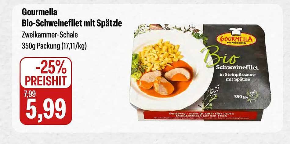 Gourmella Bio-Schweinefilet mit Spätzle