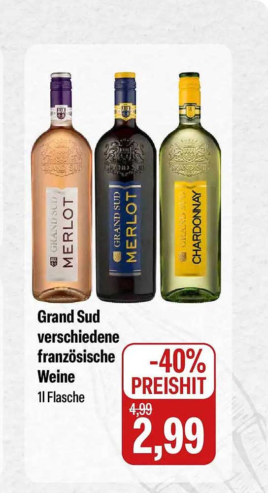 Grand Sud verschiedene französische Weine 1l Flasche