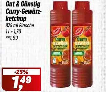 Gut & Günstig Curry-Gewürz-ketchup 875 ml Flasche 1 l = 1,70