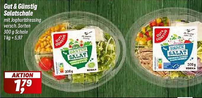 Gut & Günstig Salatschale mit Joghurtdressing versch. Sorten 300 g Schale 1 kg = 5,97