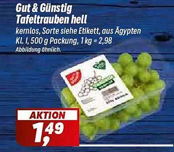 Gut & Günstig Tafeltrauben hell