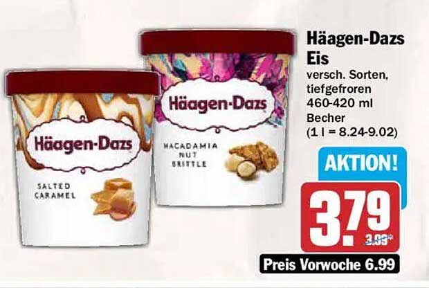 Häagen-Dazs Eis versch. Sorten, tiefgefroren 460-420 ml Becher