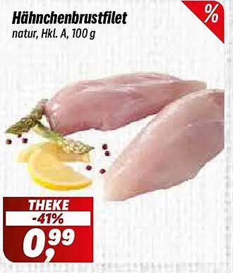 Hähnchenbrustfilet natur, Hkl. A, 100 g