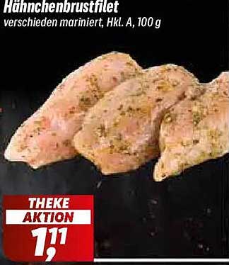 Hähnchenbrustfilet verschieden mariniert, Hkl. A, 100 g