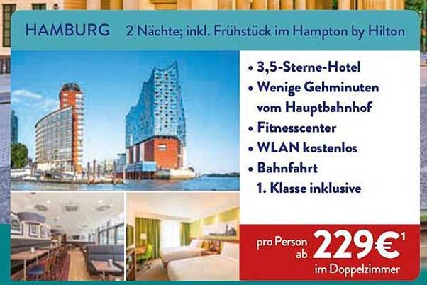 HAMBURG 2 Nächte; inkl. Frühstück im Hampton by Hilton