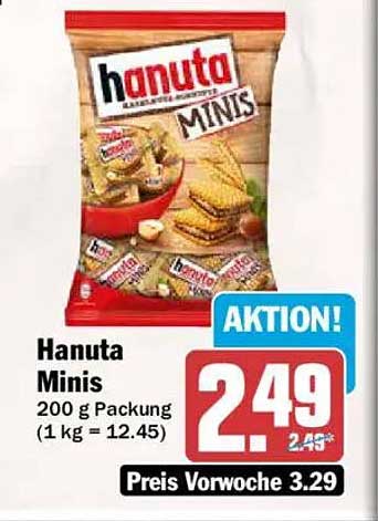 Hanuta Minis 200 g Packung (1 kg = 12.45)