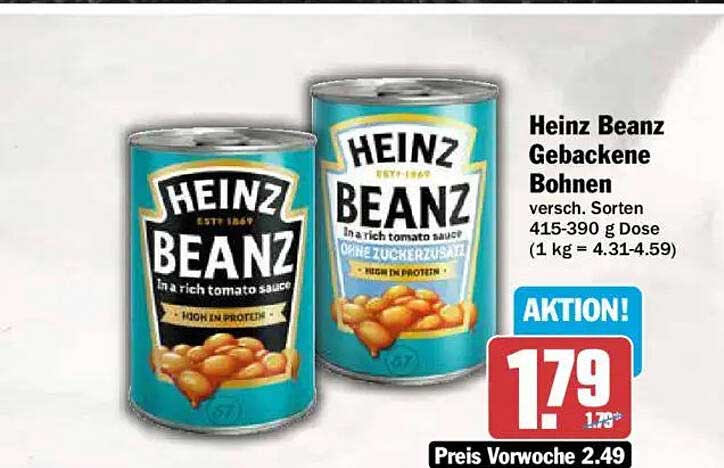 Heinz Beanz Gebackene Bohnen versch. Sorten 415-390 g Dose (1 kg = 4.31-4.59)