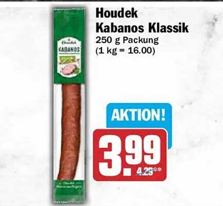 Houdek Kabanos Klassik 250 g Packung (1 kg = 16.00)
