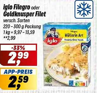iglo Filegro oder Goldknusper Filet