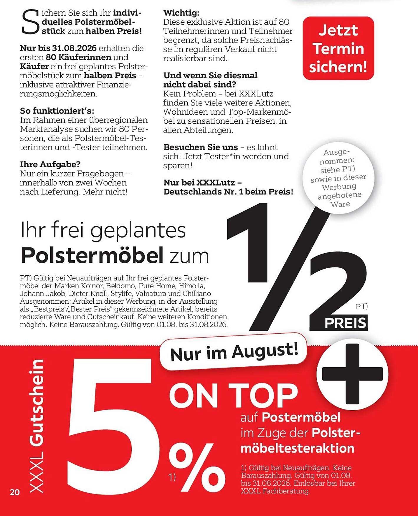 Ihr frei geplantes Polstermöbel zum 1/2 Preis + 5% On Top