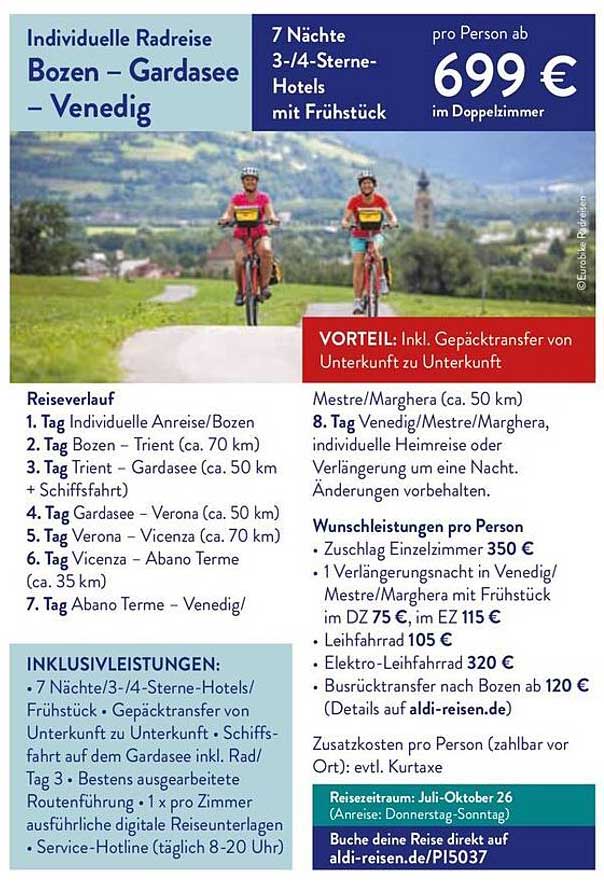Individuelle Radreise Bozen – Gardasee – Venedig