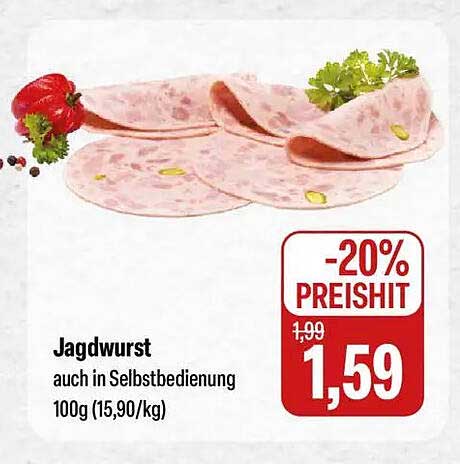 Jagdwurst auch in Selbstbedienung 100g (15,90/kg)