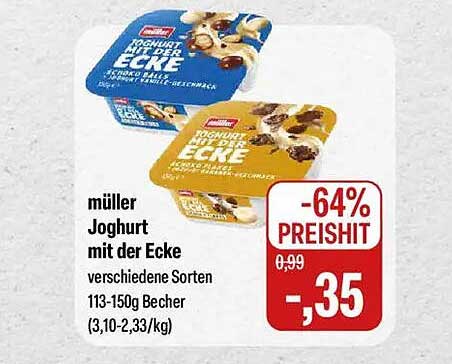 Joghurt mit der Ecke verschiedene Sorten 113-150g Becher (3,10-2,33/kg)
