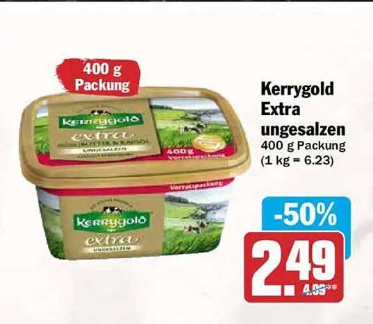 Kerrygold Extra ungesalzen 400 g Packung (1 kg = 6.23)