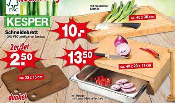KESPER Schneidebrett 100% FSC-zertifizierter Bambus